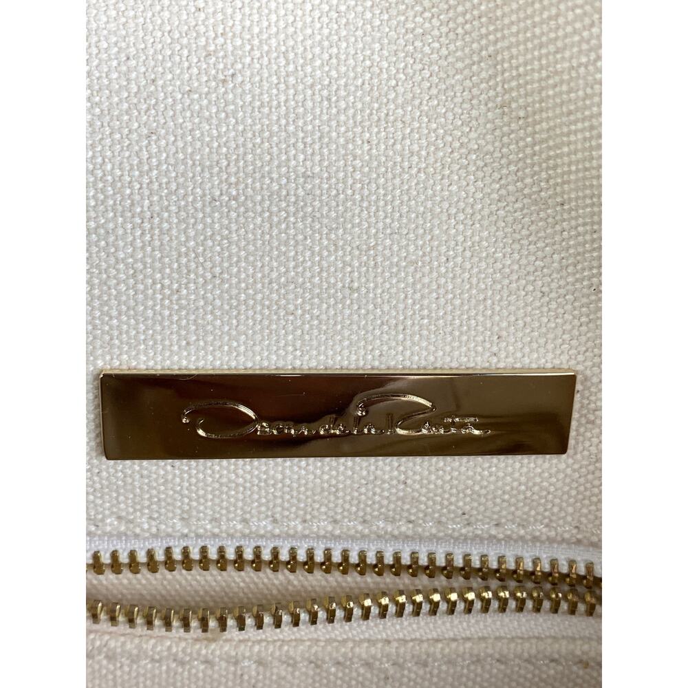 OSCAR DE LA RENTA Bag Ivory Floral Lace Canvas Tote Handbag Large - Picture 7 of 14